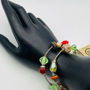 NWT Memory Coil Wrap Bracelet With Various Glass Beads Handcrafted In India